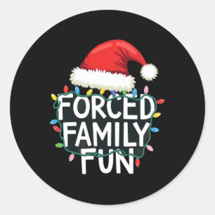 Sarcastic Christmas Lights Santa Claus Hat Forced Classic Round Sticker