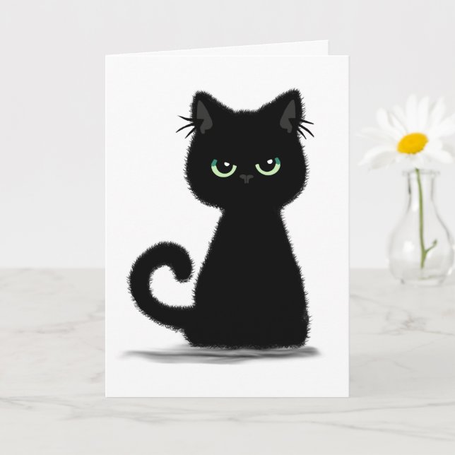 Sarcastic Disgruntled Cat Greeting Card (Small Plant)