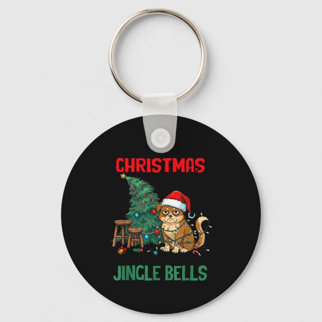 Sarcastic Dog Christmas Srit Ting Jingle Bells Hum Key Ring (Front)
