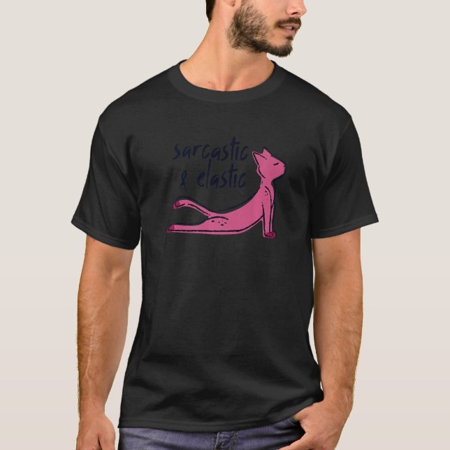 Sarcastic & Elastic Yoga Cat Gym Kitten Graphic  Q T-Shirt (Front)