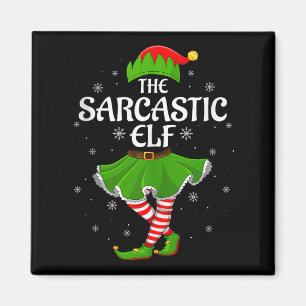 Sarcastic Elf Christmas Family Girls Women Elf Squ Magnet