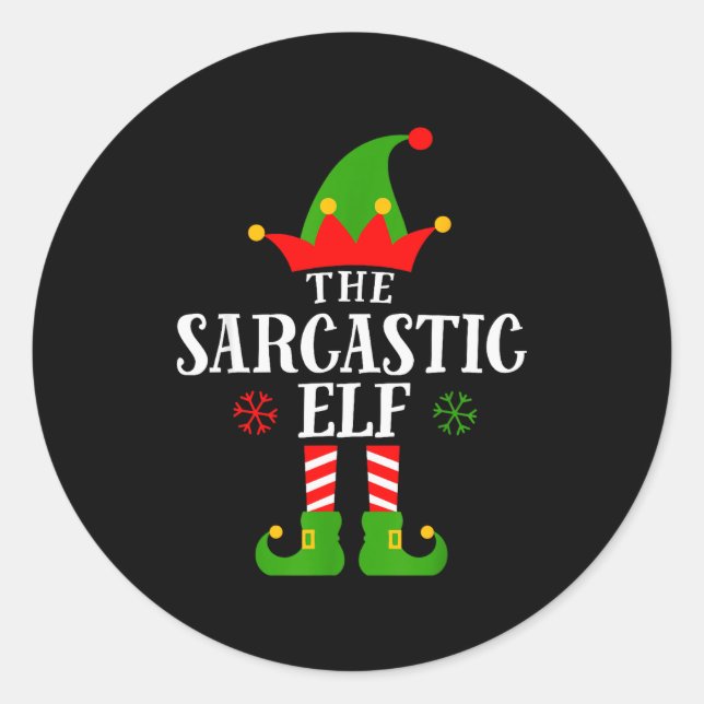 Sarcastic Elf Funny Matching Family Group Christma Classic Round Sticker (Front)