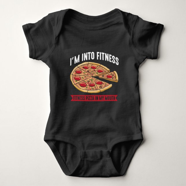 Sarcastic Fitness Pizza Workout Gym Funny Foodie Baby Bodysuit (Front)