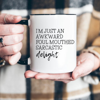 Sarcastic Funny Handwritten Bold Typography Two-Tone Coffee Mug
