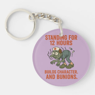 Sarcastic Funny Zombie Standing for 12 hrs. Med Key Ring