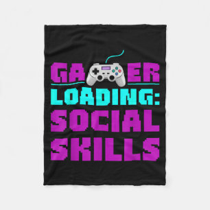 Sarcastic Gamer Loading Social Skills Funny Video  Fleece Blanket
