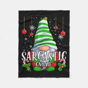 Sarcastic Gnome Christmas Pajamas Matching Family  Fleece Blanket