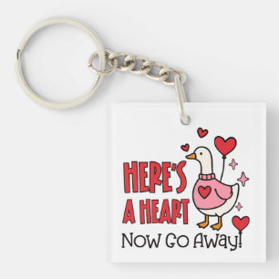 Sarcastic Goose Heart Balloon Funny Valentine Key Ring