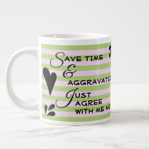 Sarcastic Humour Typography Over Stripes Large Coffee Mug
