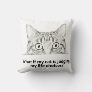 Sarcastic Judging Cat Tee   Gift for Cat Moms Cushion