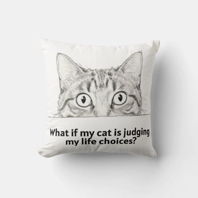 Sarcastic Judging Cat Tee | Gift for Cat Moms Cushion (Front)