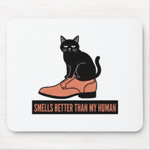 Sarcastic Linocut Cat in Shoe Meme Mouse Pad