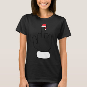 Sarcastic Middle Finger Funny Christmas Xmas Santa T-Shirt