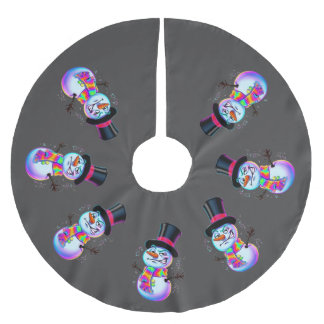 Sarcastic Neon Snowman Urban Winter Long Sleeve T- Brushed Polyester Tree Skirt