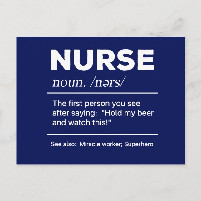 Sarcastic Nurse Definition: Hold My Beer Postcard (Front)