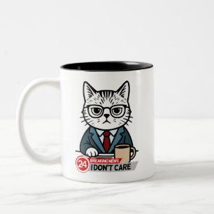 Sarcastic Office Humour Cat  Two-Tone Coffee Mug