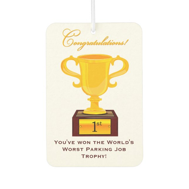 Sarcastic Parking Trophy Air Freshener (Front)