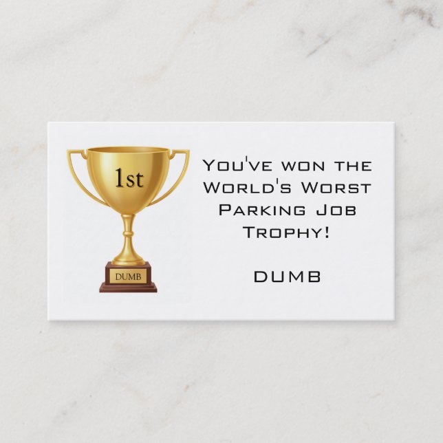 Sarcastic Parking Trophy Business Card (Front)