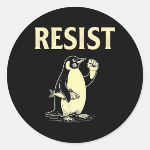 Sarcastic Penguins Resist Tariffs  Classic Round Sticker
