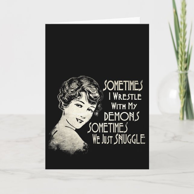Sarcastic Phrase Womens Meme Sometimes I Wrestle Card (Front)