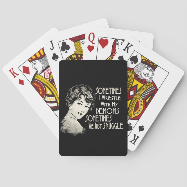 Sarcastic Phrase Womens Meme Sometimes I Wrestle  Playing Cards (Back)