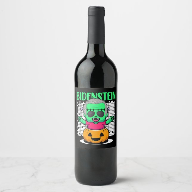 Sarcastic Political Funny AntiJoe Biden Halloween  Wine Label (Front)