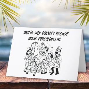 Sarcastic Recovery Warning Funny Get Well Card