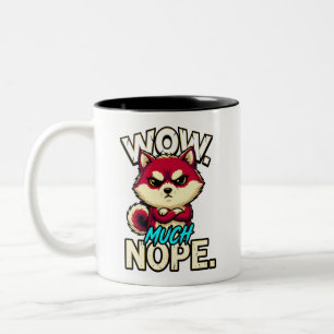 Sarcastic Shiba Inu Wow Much Nope Funny Meme Two-Tone Coffee Mug