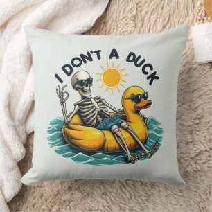 Sarcastic Skeleton on Duck Cushion