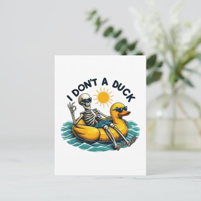 Sarcastic Skeleton on Duck Postcard (Standing Front)