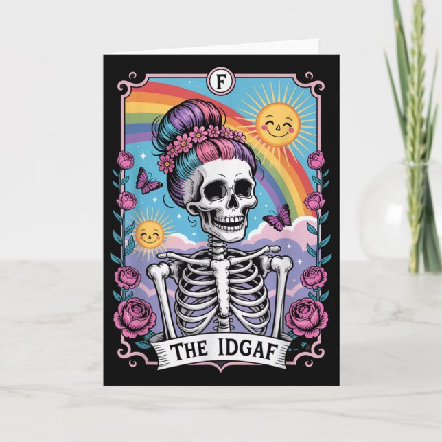 Sarcastic Skeleton The Idgaf Funny Tarot Card Goth (Front)