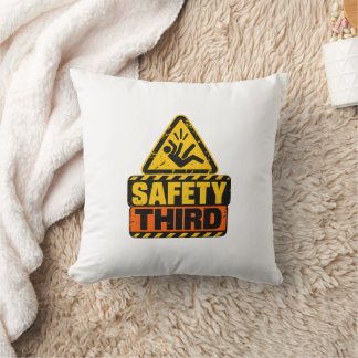 Sarcastic Tradesman Humour Safety Third Worker Lab Cushion