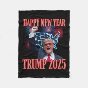 Sarcastic Trump Happy New Year 2025 47th President Fleece Blanket