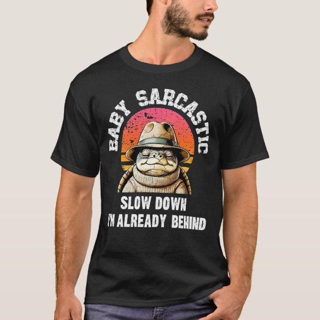 Sarcastic Turtle Retro Sunset Graphic T-Shirt (Front)