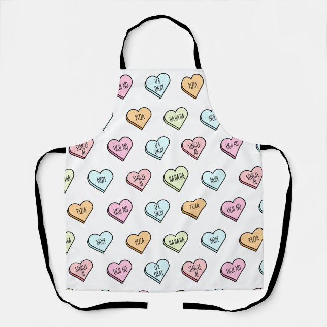 Sarcastic Valentine’s Candy Heart Pattern Apron (Front)