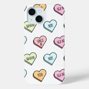 Sarcastic Valentine’s Candy Heart Pattern iPhone 15 Case