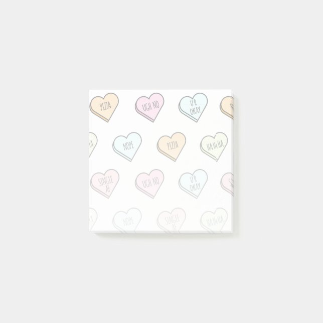 Sarcastic Valentine’s Candy Heart Pattern Post-it Notes (Front)