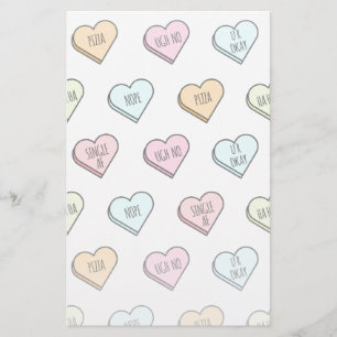 Sarcastic Valentine’s Candy Heart Pattern Stationery