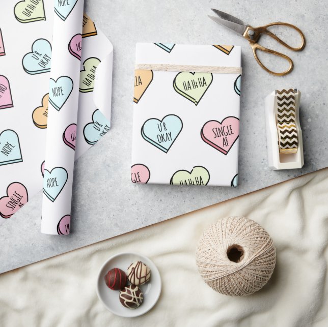 Sarcastic Valentine’s Candy Heart Pattern Wrapping Paper (Crafts)