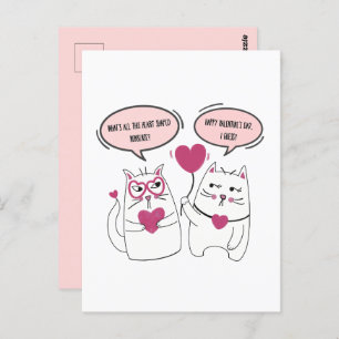 Sarcastic Valentines Day Cartoon Cat Couple Postcard