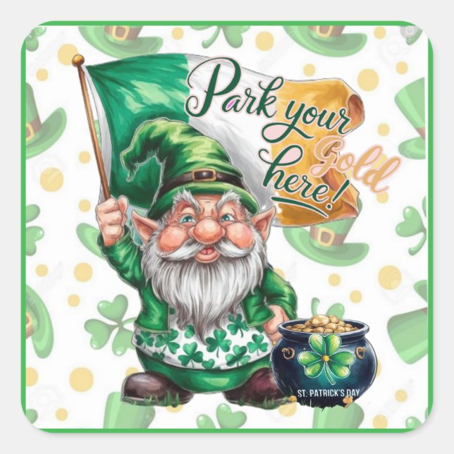 Sarcastic whit from a gnome leprechaun! square sticker (Front)