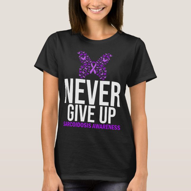 Sarcoidosis Awareness Fight Purple Ribbon T-Shirt (Front)