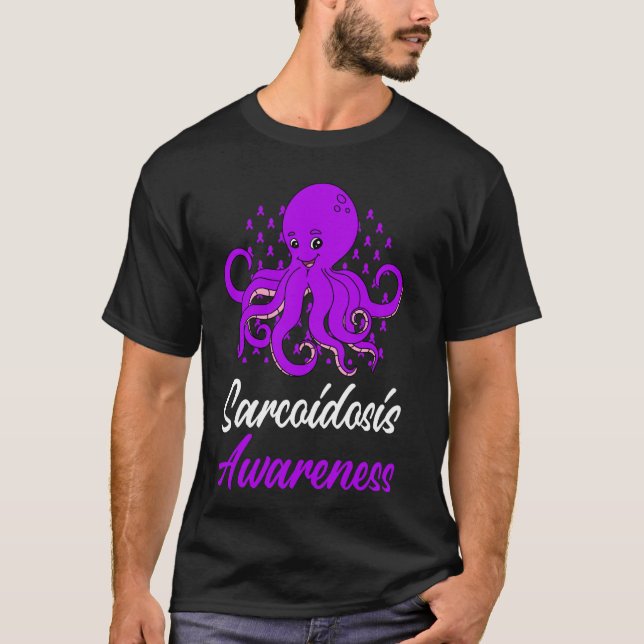 Sarcoidosis Awareness Funny Octopus Purple Support T-Shirt (Front)