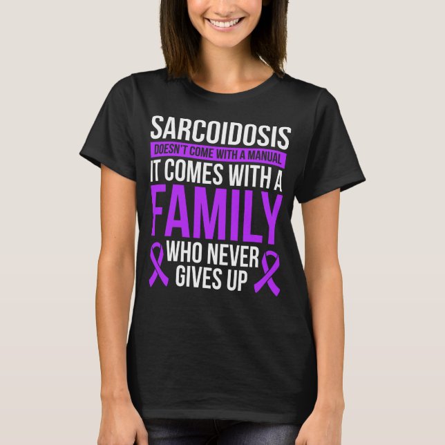 Sarcoidosis Awareness Ribbon Fighter Warrior T-Shirt (Front)