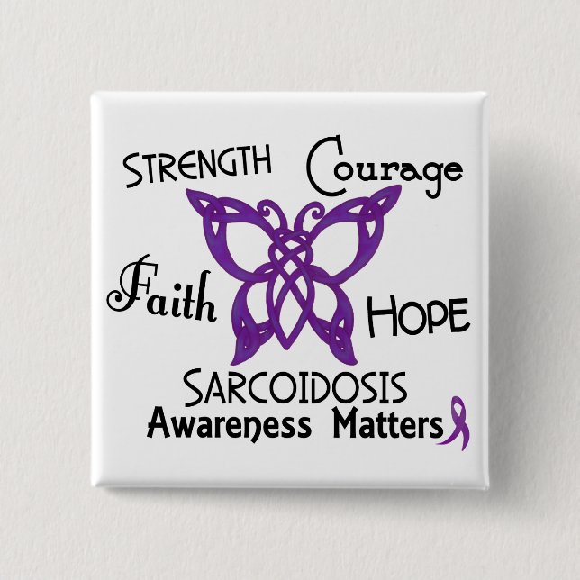 Sarcoidosis Celtic Butterfly 3 15 Cm Square Badge (Front)