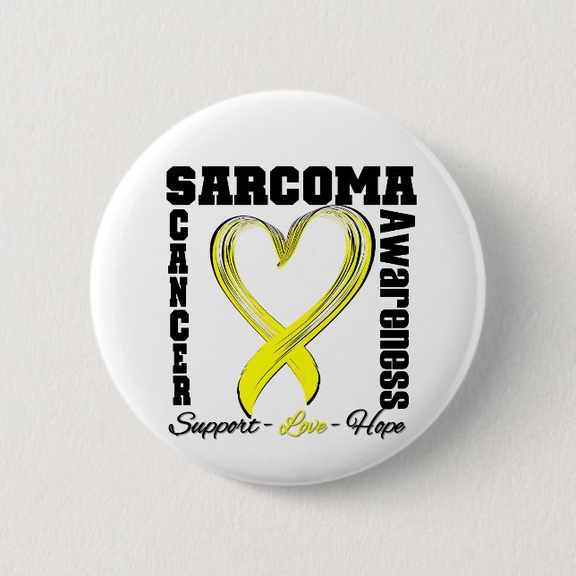 Sarcoma Awareness Brushed Heart Ribbon 6 Cm Round Badge (Front)