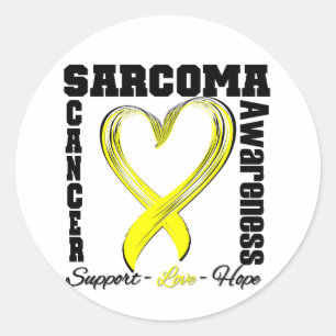 Sarcoma Awareness Brushed Heart Ribbon Classic Round Sticker
