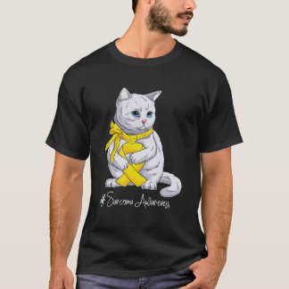Sarcoma Awareness Month Yellow Ribbon Cat T-Shirt