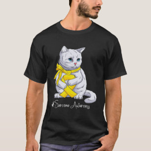 Sarcoma Awareness Month Yellow Ribbon Cat T-Shirt