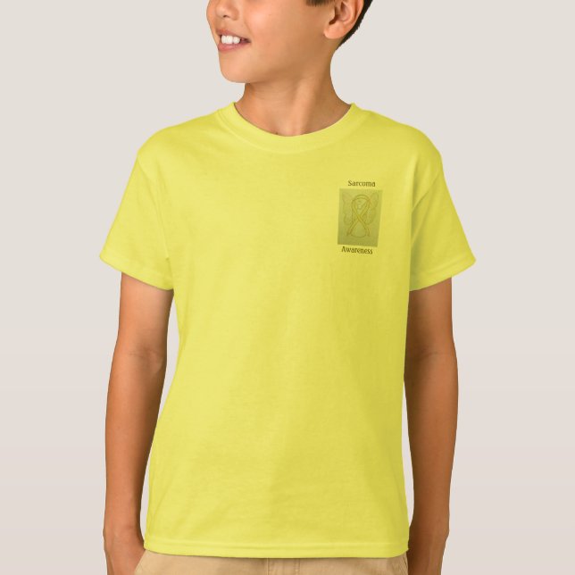 Sarcoma Awareness Yellow Ribbon Angel Tee (Front)